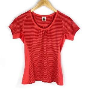 North Face Irving Tee Red Striped Short Sleeve Gym Shirt Raglan Athletic Top S